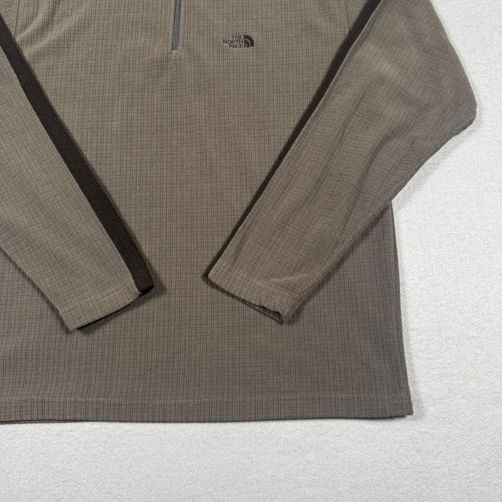 The North Face TKA 100 Fleece Pullover Mens Medium Grey 1/4 Zip Grid Textured